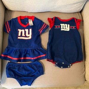 Lot of 3-6m baby girl New York Giants dress w diaper cover and NY Giants onesie